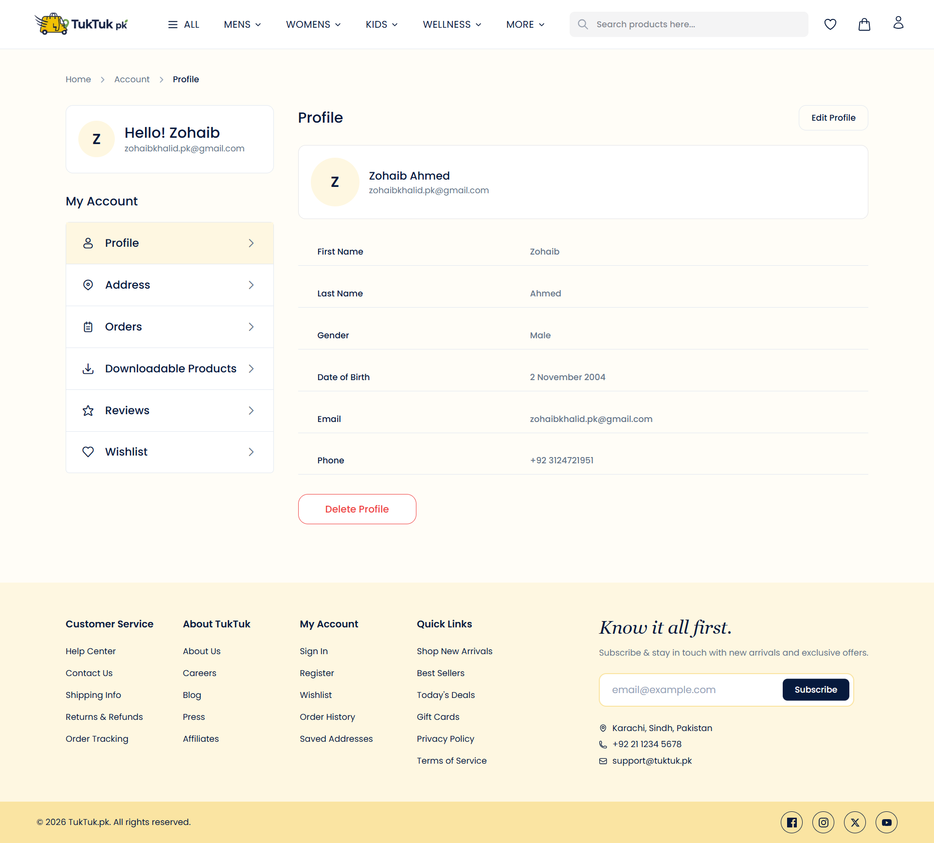 Account Page Preview